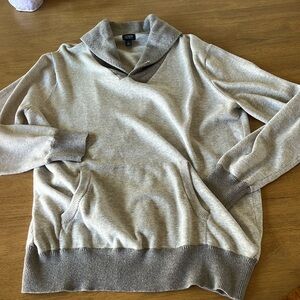 Men’s j.Crew, collared pullover sweater, gray, size large, 100% cotton